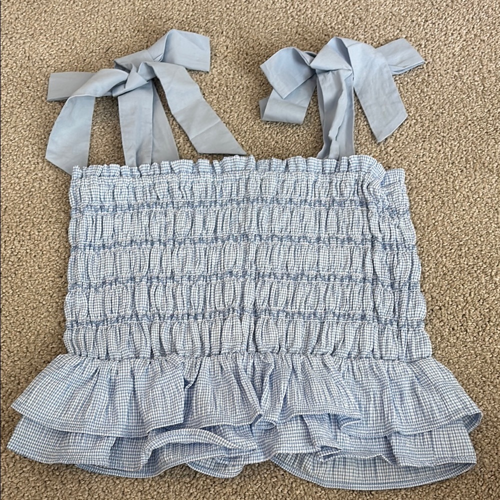 Blue Smocked Women's Top